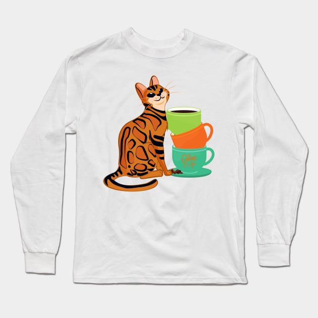 Easily Distracted by Cats and Coffee Long Sleeve T-Shirt by nathalieaynie